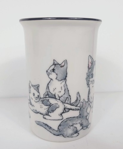 Vintage Katze & Kätzchen Tasse - Kaffee, Tee - grau & weiß - einzigartig süß Haustier Geschenk Tasse - Bild 3 von 9