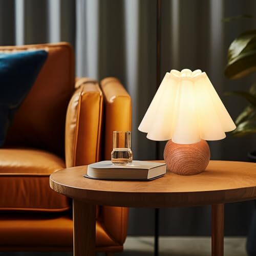Linda Lámpara de Mesa Pequeña, Lámpara de Mesita de Noche Moderna con Pantalla Beige, - Imagen 4 de 6