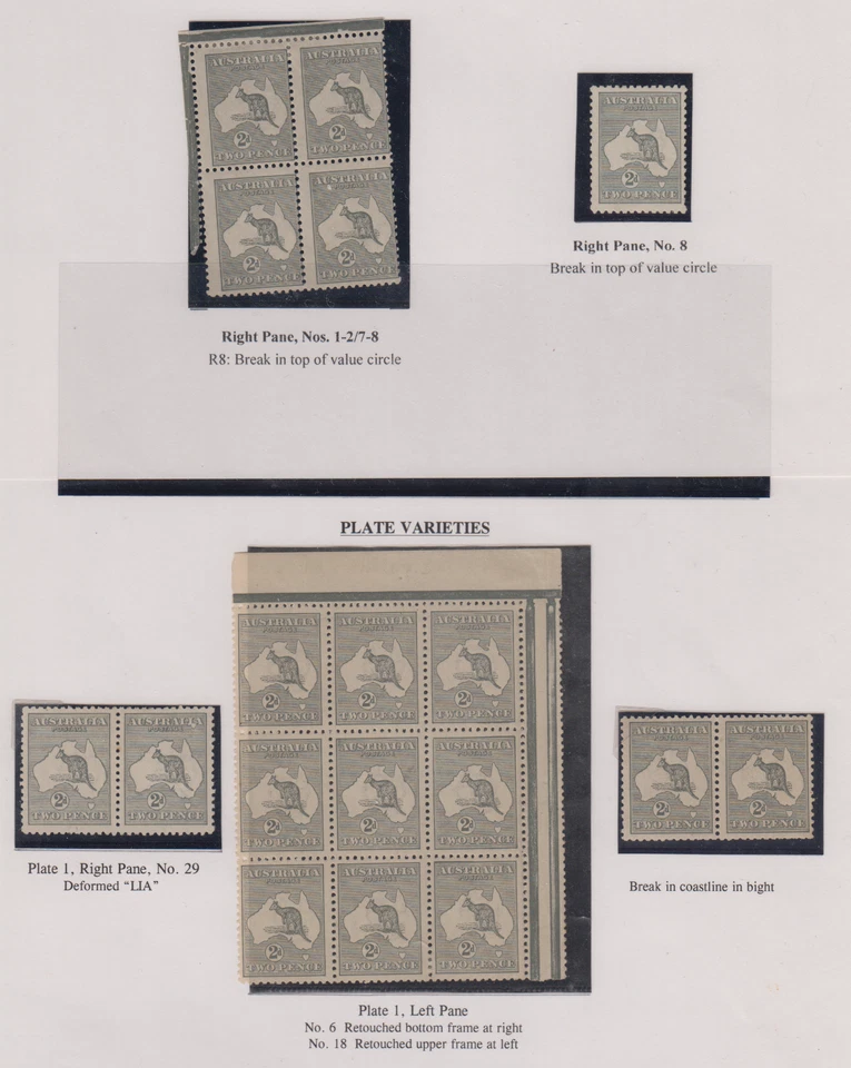 Australia 1917 Tercera marca de agua 2d canguro edición en páginas de exposición Foto 3 de 4