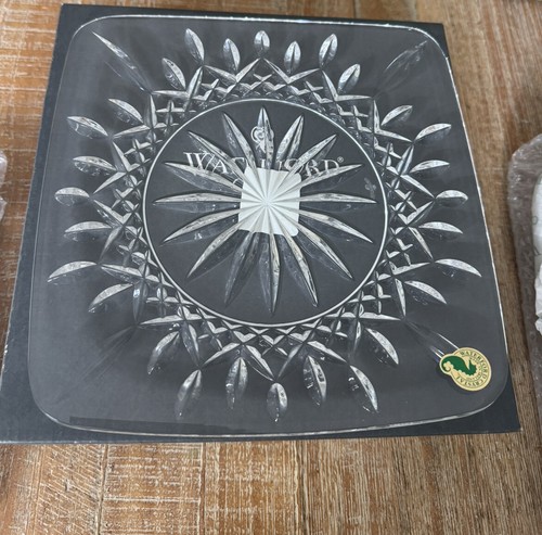 (SET OF 2) Waterford Crystal LISMORE 8" Square Accent Plates in BOX 117045 - Picture 3 of 11