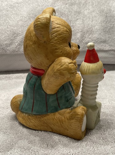 Teddy Bear Music Box Pop Goes The Weasel Jack In The Box Ceramic Rotating VTG - Picture 12 of 12