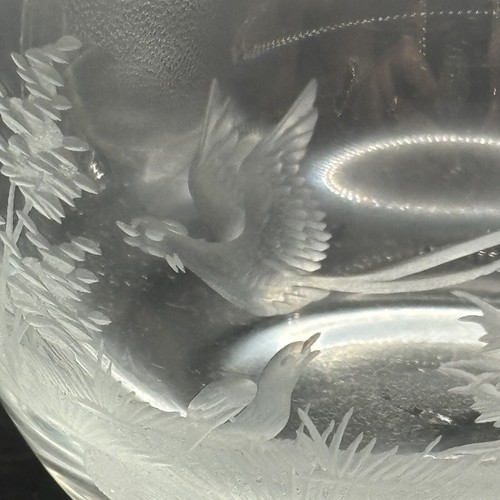 Vintage Pheasant & Woods Etched Crystal Punch Cup 3” - Picture 2 of 10