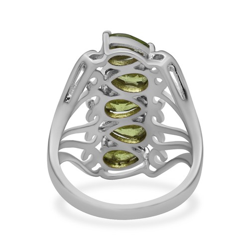 5X8 mm Peridot Gemstone Ring 925 Sterling Silver Pear Shape Ring For Women - Picture 4 of 7