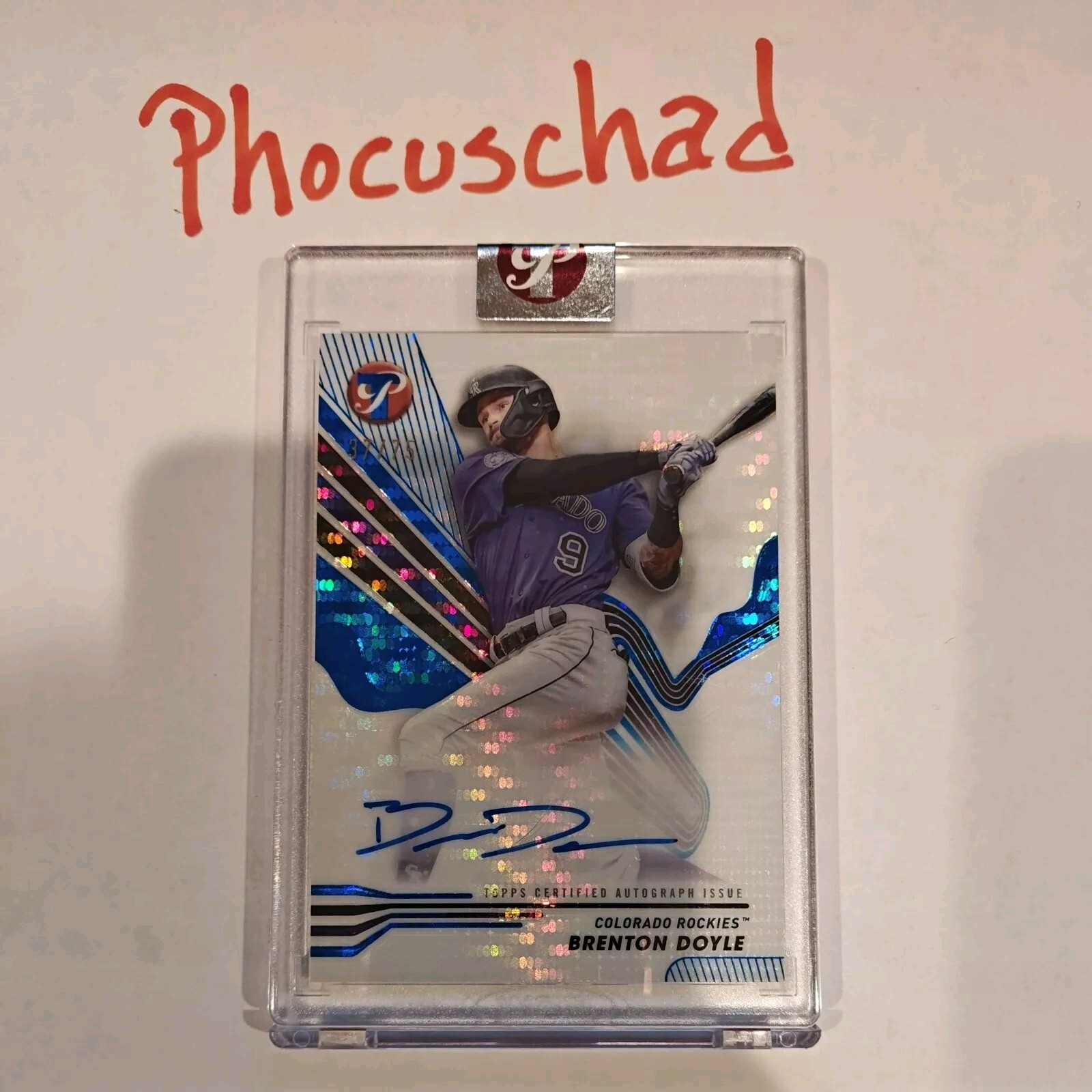 2024 Topps Pristine Brenton Doyle Encased BLUE Refractor Auto #d /75🔥Rockies