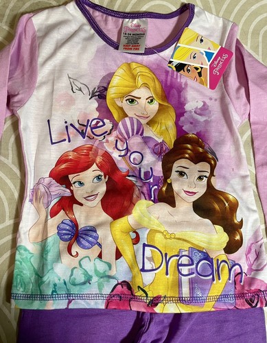 Mädchen Disney Prinzessin Schlafanzug Alter 2-3 Jahre rosa & lila Pyjama Nachtwäsche neu mit Etikett - Bild 3 von 4
