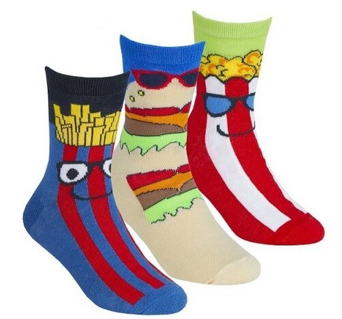 3 Pairs Boys Girls Socks Fast Food Football Dinosaurs Camo Gamer Gaming - Picture 11 of 35