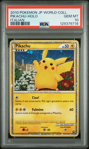 2010 POKEMON JPN WORLD COLL ITALIAN PIKACHU-HOLO PSA 10 - Picture 1 of 2