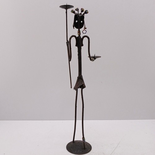 "Vestido con cuentas candelabro escultura de metal africana femenina decoración étnica tribal 23""" - Imagen 8 de 11