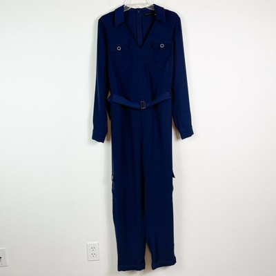 Ted Baker NWT Navy Flan Belted Long Sleeve Utility Jumpsuit Size 14