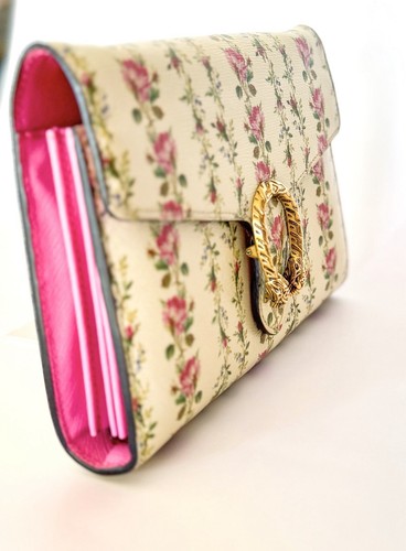 GUCCI Limited Edition Floral Mini Gold Dionysus Chain Wallet Ivory w/ Pink Trim - Picture 8 of 18