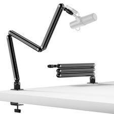 Mic Arm for Lightweight Mics, Microphone Arm Rotatable, Storable Desk Mic Sta...