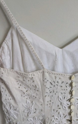 2006 Ralph Lauren Collection Purple Label Dress Linen Embroidery Ivory White 0 2 - Picture 15 of 24