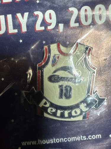 Kim Perrot #10 Houston Comets WNBA Jersey Retirement Lapel Hat Cap Pin 07/29 Y2K - Picture 2 of 3