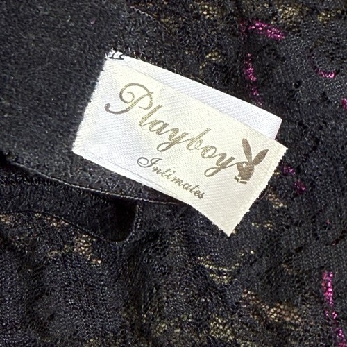 Vintage Y2K Playboy Apron Costume Lingerie Pink Black Lace Bunny Ruffles Small - Picture 7 of 9