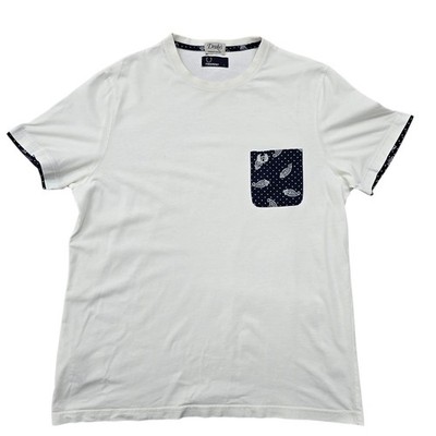 Fred Perry x Drake's Herren T-Shirt Weiß Paisley L Regular Baumwolle