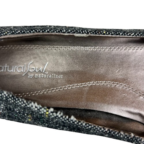 NaturalSoul Malvina Ballet Flat Women 10 Gray Black Fabric Patent Buckle Accent - Picture 9 of 13