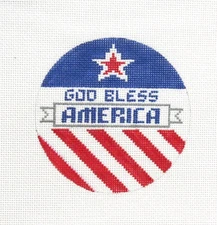 Danji /ZIA Designs God Bless America Round Handpainted Needlepoint Canvas