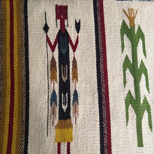 VINTAGE NAVAJO STIL YEI TEPPICH HANDGEWEBT 38”X21,5” WOLLE DOPPELSEITIG WANDBEHANG - Bild 10 von 22