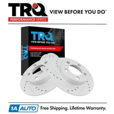 Trq Performance Drilled Slotted Rear G-coated Brake Rotor Pair For Audi Trq Performance Drilled Slotted Rear G-coated Brake Rotor Pair For Audi
