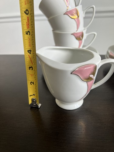 Juego de té vintage 225 de TOWN HOUSE CHINA blanco con lirios de cala rosa ¡SIN USAR!!! - Imagen 7 de 12