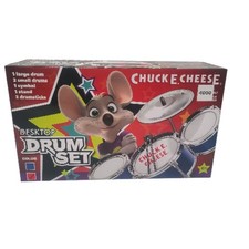 Chuck E Cheese 7 peice Table top Drum set Red Color
