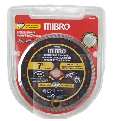  MIBRO 7'' Continuous Rim Diamond Blade #937501 Wet/Dry circular saw Concrete 7/8