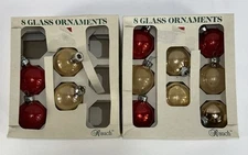 Rauch Glass Christmas Ornaments Set of 12 Red & Gold Balls Round 1.5” USA