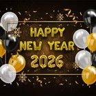 Happy New Year Foil Banner Bunting Latex Balloons Self Inflating Party Decor Uk