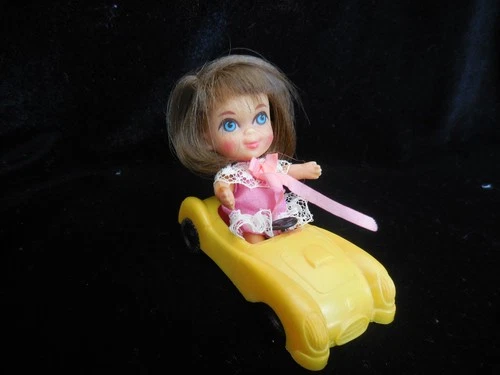 Vintage 1965 Mattel Liddle Kiddles BABE BIDDLE Doll, Outfit, Car