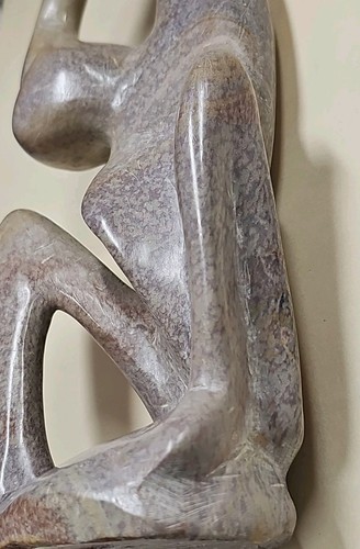 70er Mod Abstrakt Speckstein Geschnitzt Denkender Mann Mensch Figur 8" Statue Skulptur - Bild 8 von 10