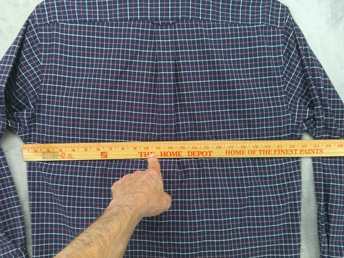 Towncraft Shirt Mens Medium Navy Plaid Button Down Wrinkle Free Long Sleeve - Picture 6 of 15