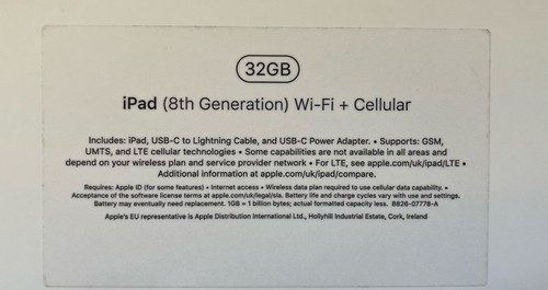 Apple iPad 8th Gen (2020) 10.2” 32GB Wi-Fi + 4G Space Grey - A2429 - Boxed A+ #2 - Picture 10 of 10