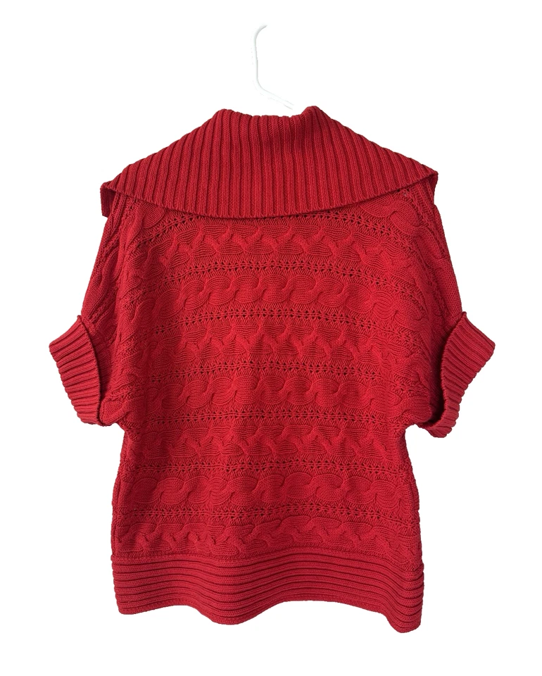 Cárdigan tejido con cable rojo botón grueso XL vintage Vibes Michael Kors Y2K para mujer Foto 2 de 4