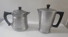 Lot of 2 Vintage Hammercraft Club  Hammered Aluminum Coffee Pot Pitcher w/lids