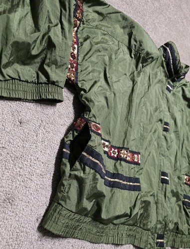 Rare VTG Liz&Me Nylon Aztec Southwestern Jacket Womens 2XL Lined Military Green - Picture 10 of 23