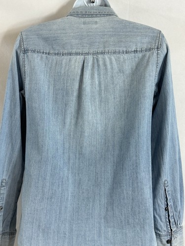 J. Crew Collection Sz 0 Blue Chambray Denim Angel Jewel Button-Up Collared Shirt - Picture 14 of 24