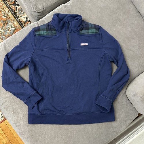 Vineyard Vines Pullover Damen XL blau Quarter Zip Pullover Damen Freizeit