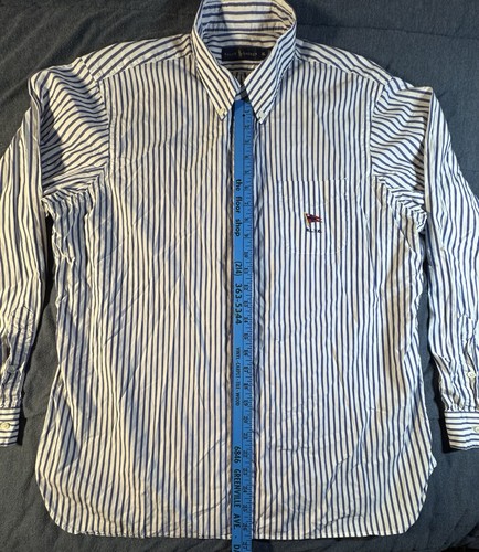 Camisa Ralph Polo Lauren RLYC Yacht Club Bandera Para Hombres XL Azul Rayas Manga Larga - Imagen 4 de 9