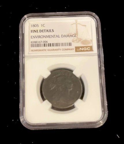1805 Draped Bust Large Cent NGC Fine Details Environmental Damage