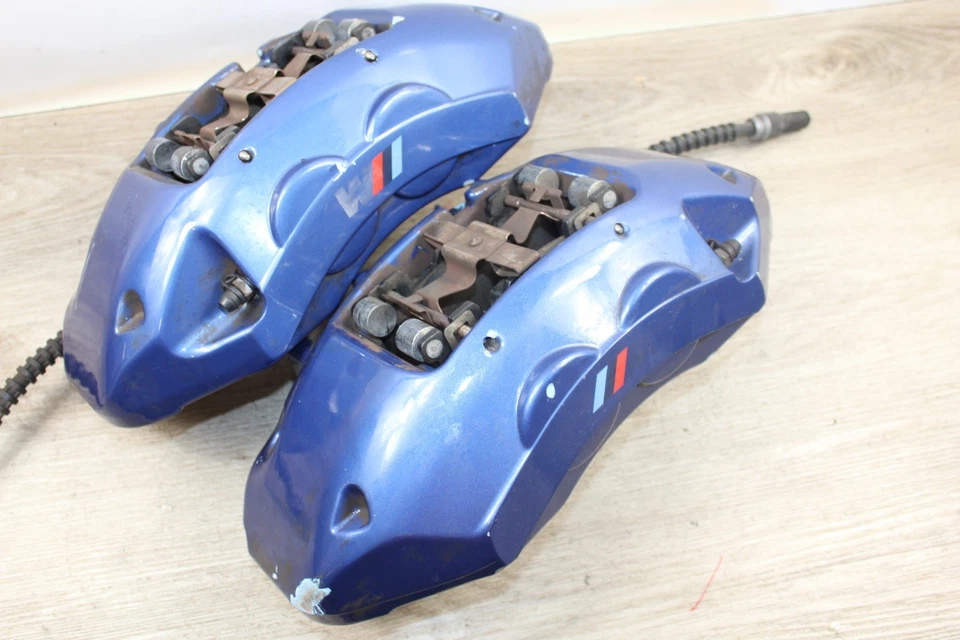 10/14 E70 E71 X6M S63 X5M JUEGO PINZAS DELANTERAS Y TRASERAS M AZUL PASAJERO/CONDUCTOR L/R Foto 4 de 4