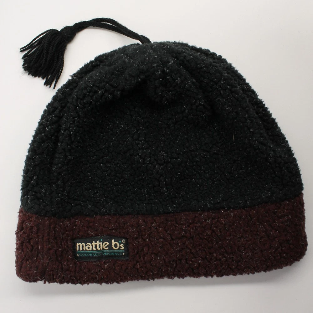 Vintage high pile fleece winter hat black MATTIE B Colorado original