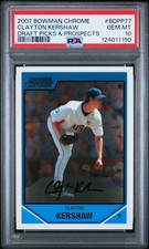 2007 Bowman Chrome Draft Picks & Prospects Clayton Kershaw #BDPP77 PSA 10