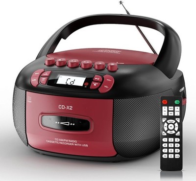 Kuephom Boombox CD Cassette Player Combo with Bluetooth AM FM Radio Remote