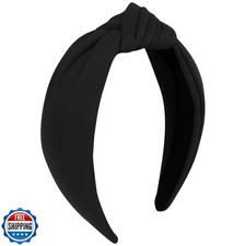 Ondder Black Top Knot Headbands - Cloth Wide Knotted Non-Slip Fashion Headban