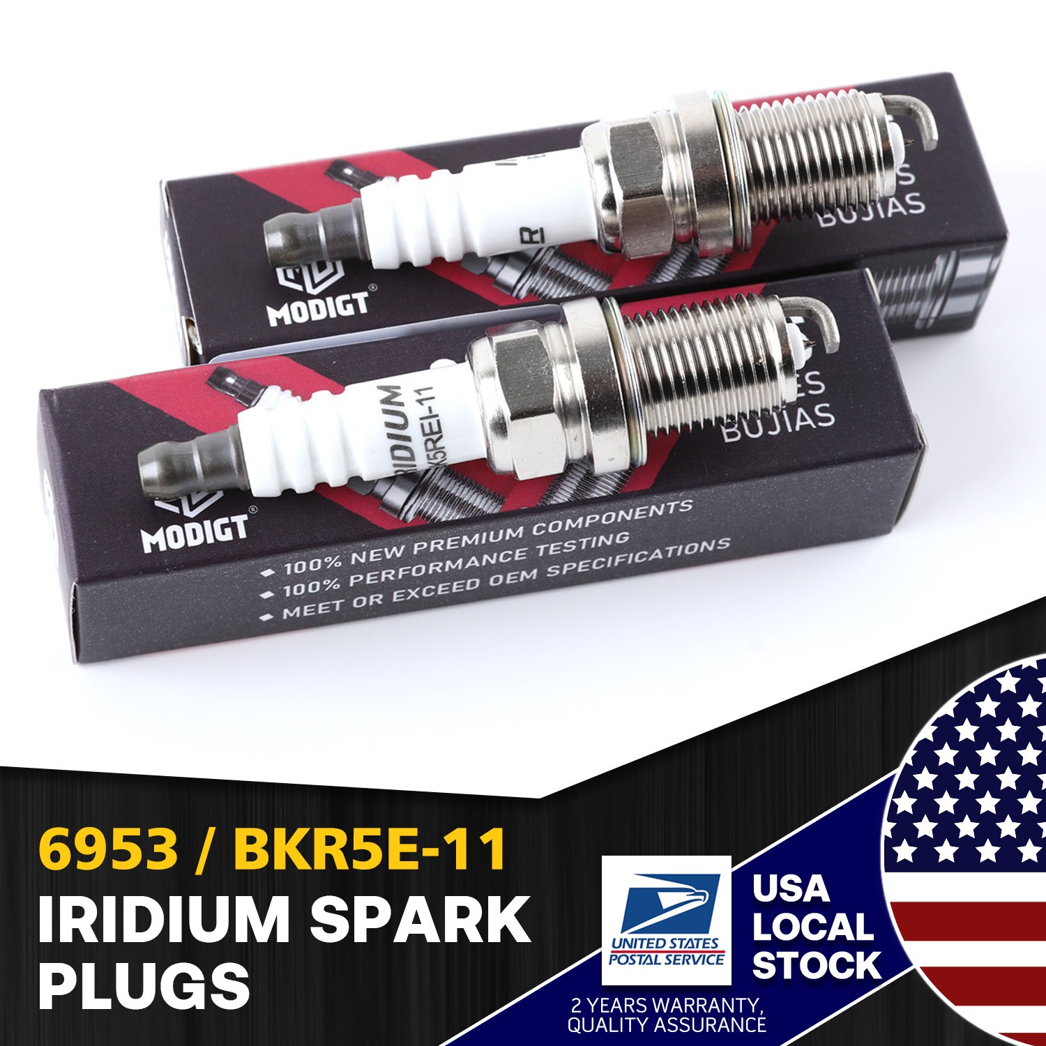 2 Pcs New Spark Plugs 6953 BKR5E-11 For Dodge Stratus 1995-2000 OEM Quality