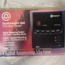 Southwestern Bell Digital Answering Machine FA992 Black Voice Time/Day Stamp