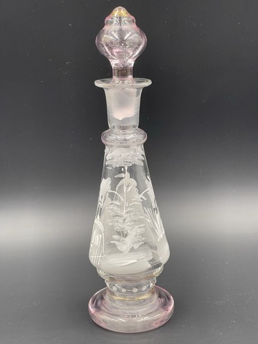 Antiker Mary Gregory mundgeblasener handbemalter Kirchen Glas Parfüm Flakon - Bild 2 von 16