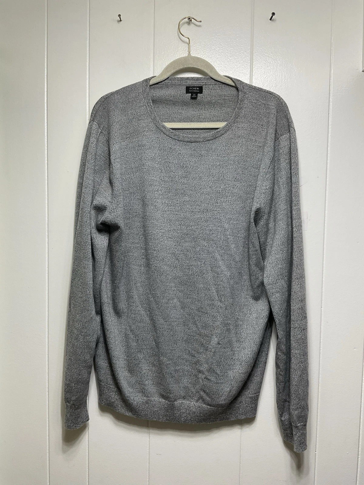 J. Crew Men’s Heather Gray Merino Wool Pullover Sweater Size LT Long Tall