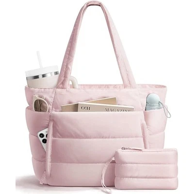 Multiple Pockets Puffer Tote Bag for Women for School Travel Gym - Image 1 of 4