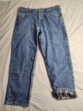 VTG Carhartt Flannel Lined Logger Jeans Mens Size 39x29 Medium Wash B172 DST 